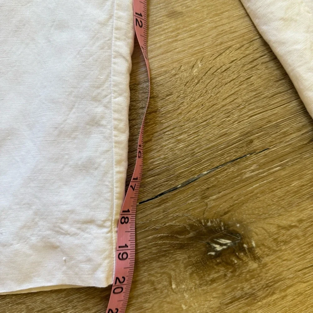 Womens Linen Wide Leg Pants XL White Minimalist Cropped‎ Breathable Coastal - Picture 8 of 13